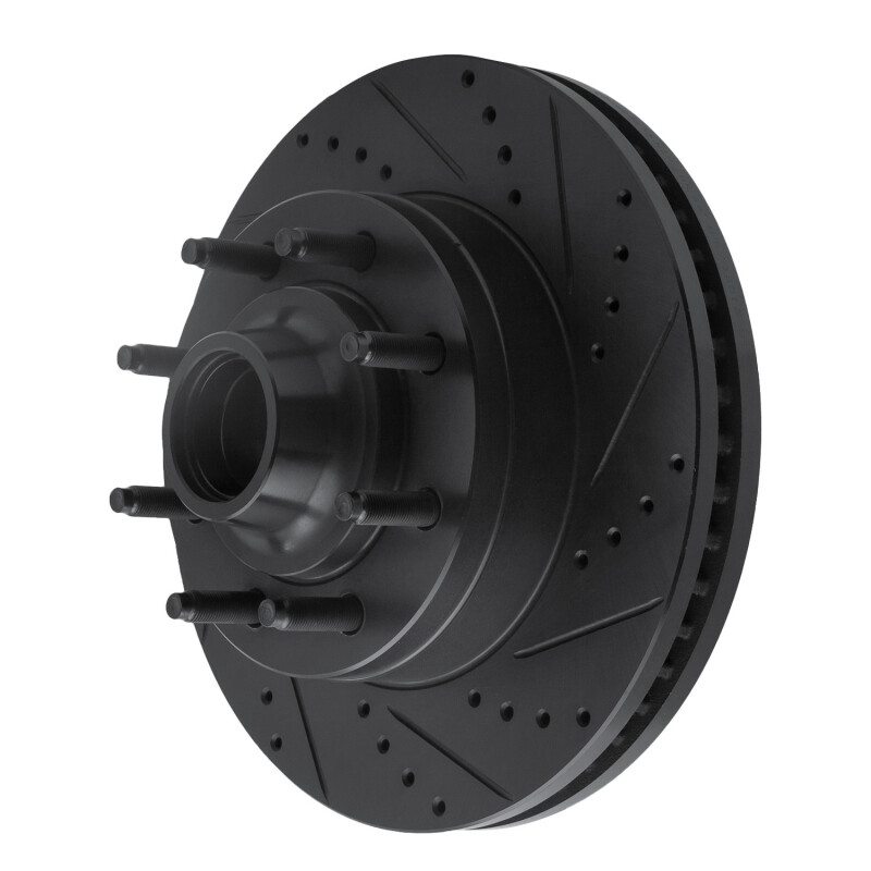 Ford E-250 Brake Rotor (1) - Front Right - R1 Concepts - Drilled & Slotted - Black - `08-`25